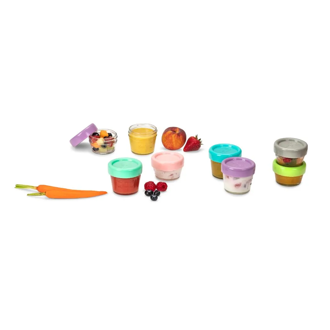 melii Glass Baby Food Containers - Airtight, Leakproof, Storage for Babies, Toddlers, Kids – BPA Free, Microwave & Freezer Safe - Set of 12, (6 x 4oz   6 x 2oz)  with Easy Open Lids