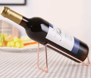 METALLIC ROSE GOLD TABLETOP SINGLE BOTTLE WINE RACK MINIMALIST DISPLAY RACK WINE BOTTLE HOLDER - PACK OF 1