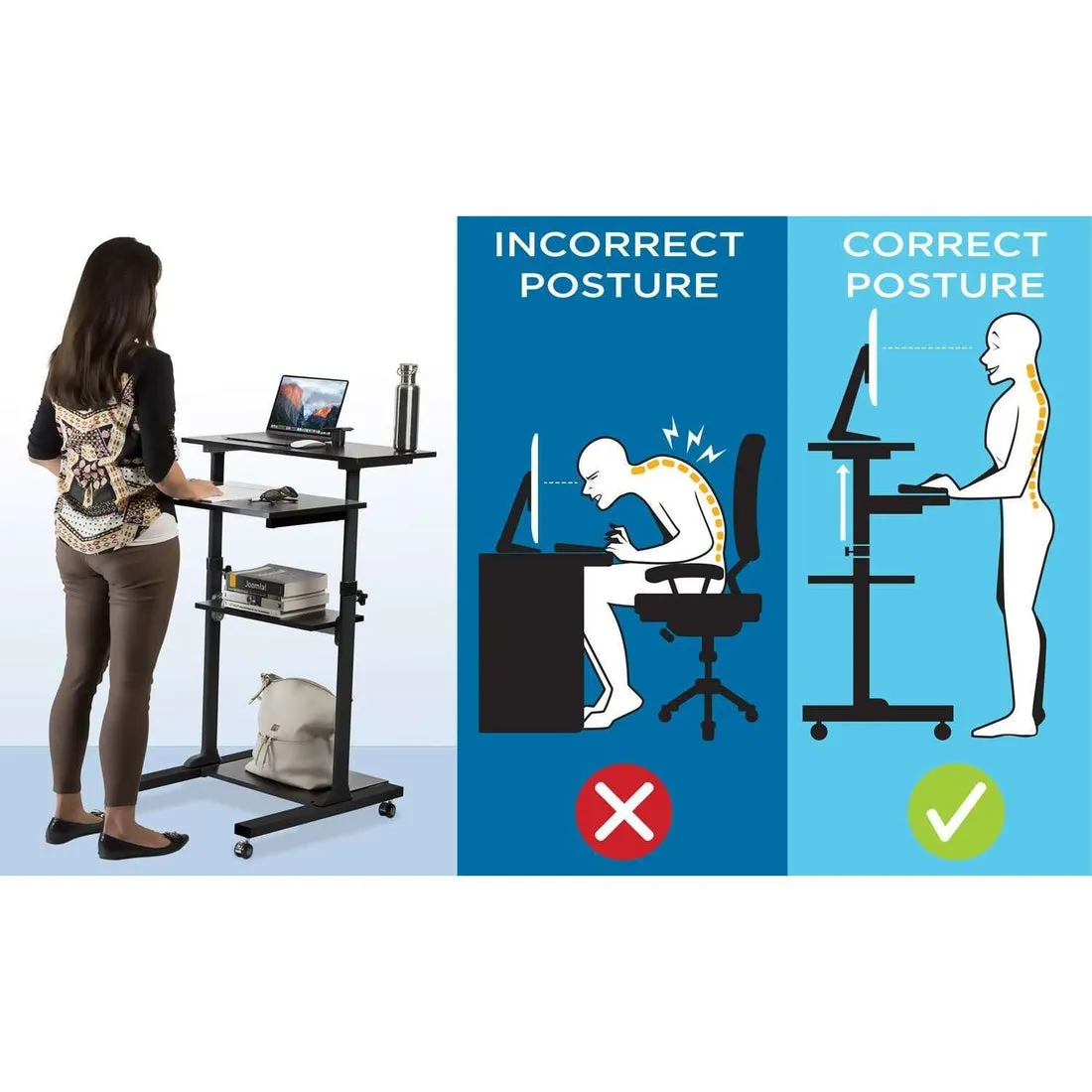Mount-It! MI-7940 Height-Adjustable Rolling Standing Desk