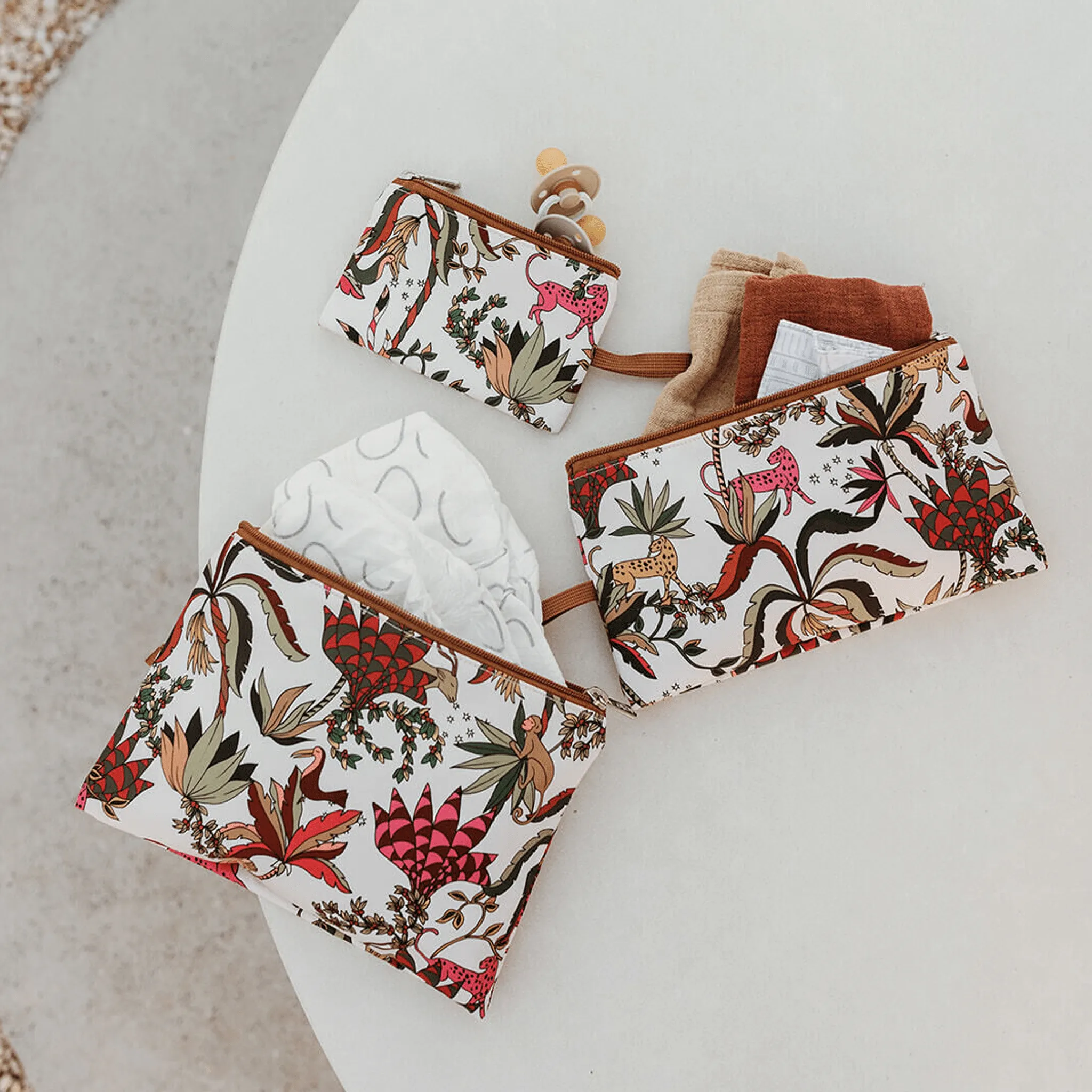Packing Pouch Trio - Jungle Cream