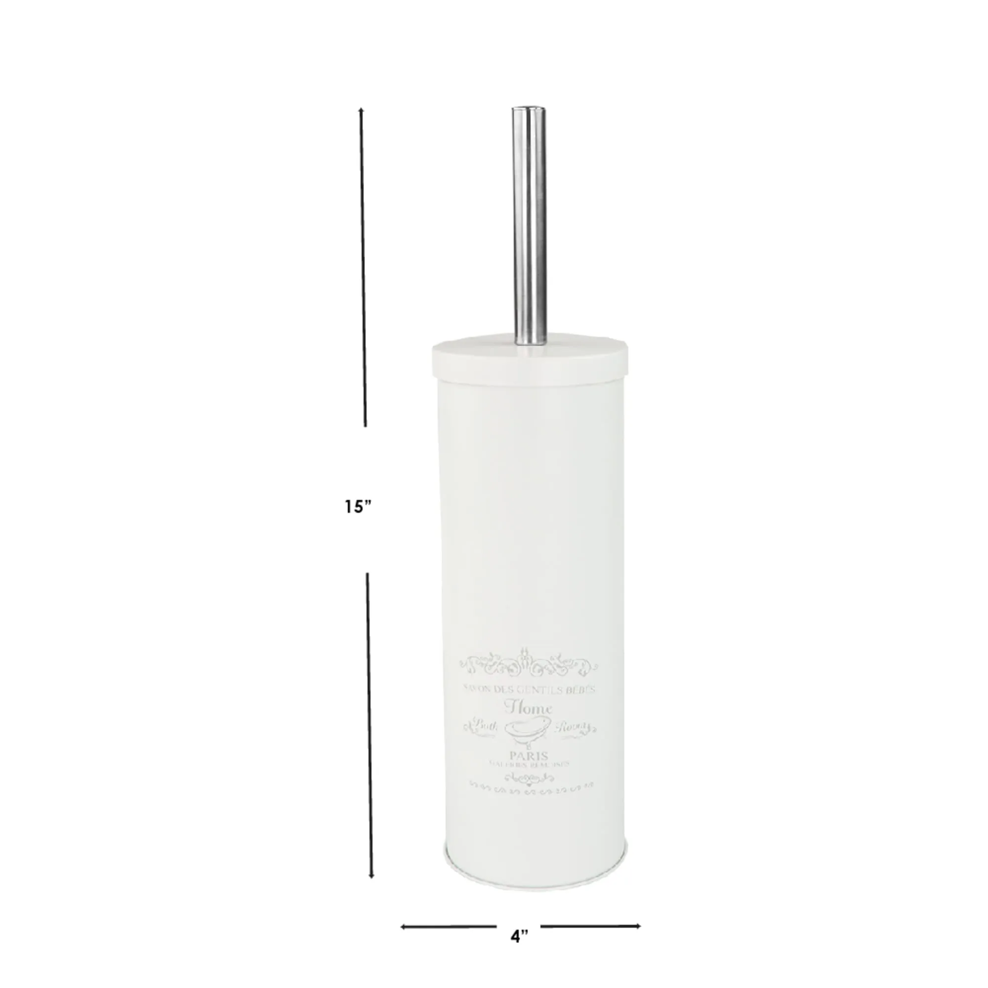 Paris Collection Savon Des Gentil Series Hide-Away and Splash Proof Toilet Brush with Hygienic Holder, Cream