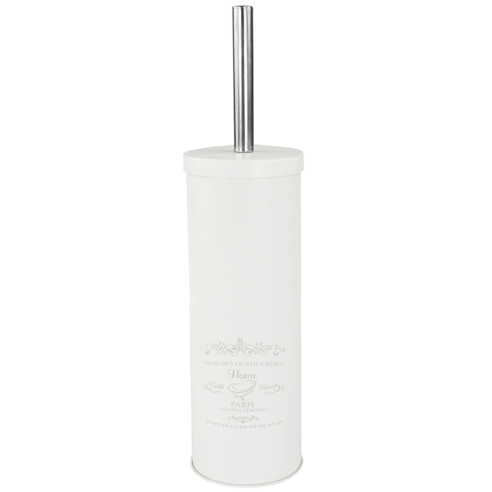 Paris Collection Savon Des Gentil Series Hide-Away and Splash Proof Toilet Brush with Hygienic Holder, Cream