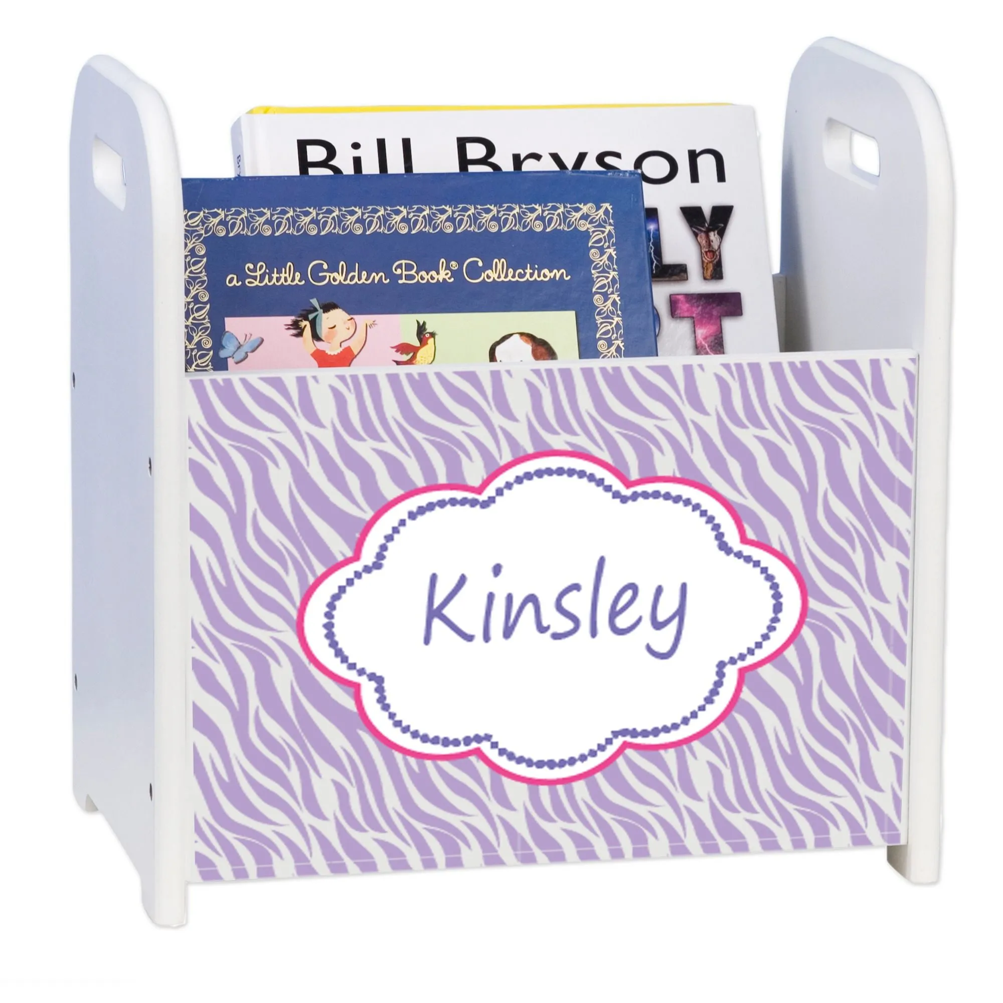 Personalized Light Gray Circle Book Caddy