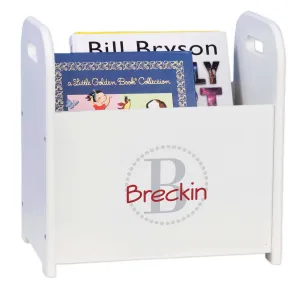 Personalized Light Gray Circle Book Caddy