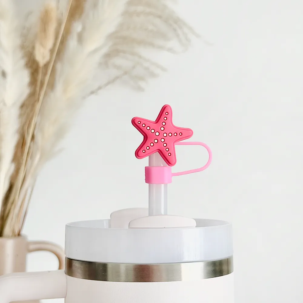 Pink Starfish Straw Cover