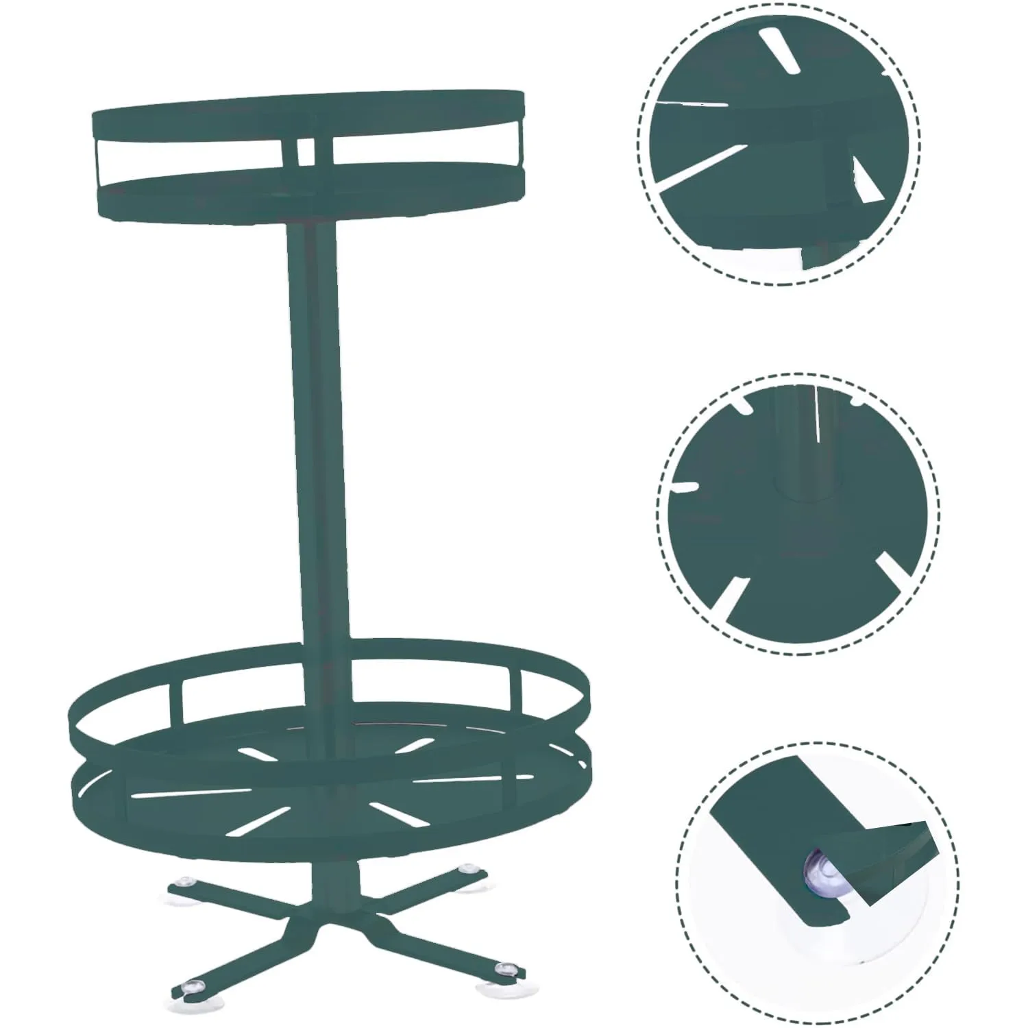 Plantex 2-Layer Rotating Spice Rack|Circular Shelf For Cabinet Countertop|360-Degree Rotable Kitchen Trolley|Fruit Basket (Dark Green)