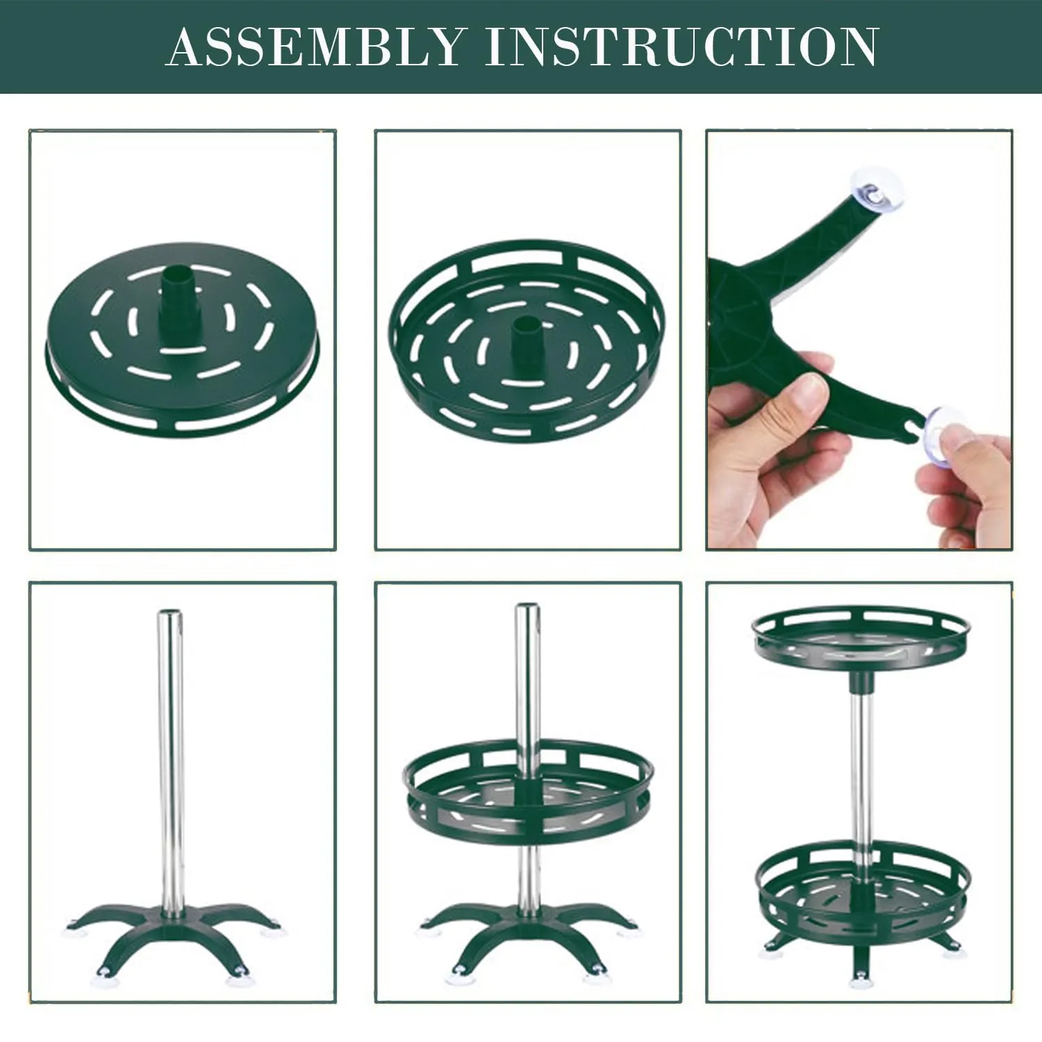 Plantex 2-Layer Rotating Spice Rack|Circular Shelf For Cabinet Countertop|360-Degree Rotable Kitchen Trolley|Fruit Basket (Dark Green)