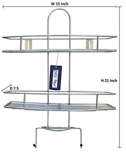Plantex 5in1 Stainless Steel Big Size Multipurpose Bathroom Shelf/Kitchen Shelf/Holder/Bathroom Accessories for Home - Large (Nickel Finish, Silver)