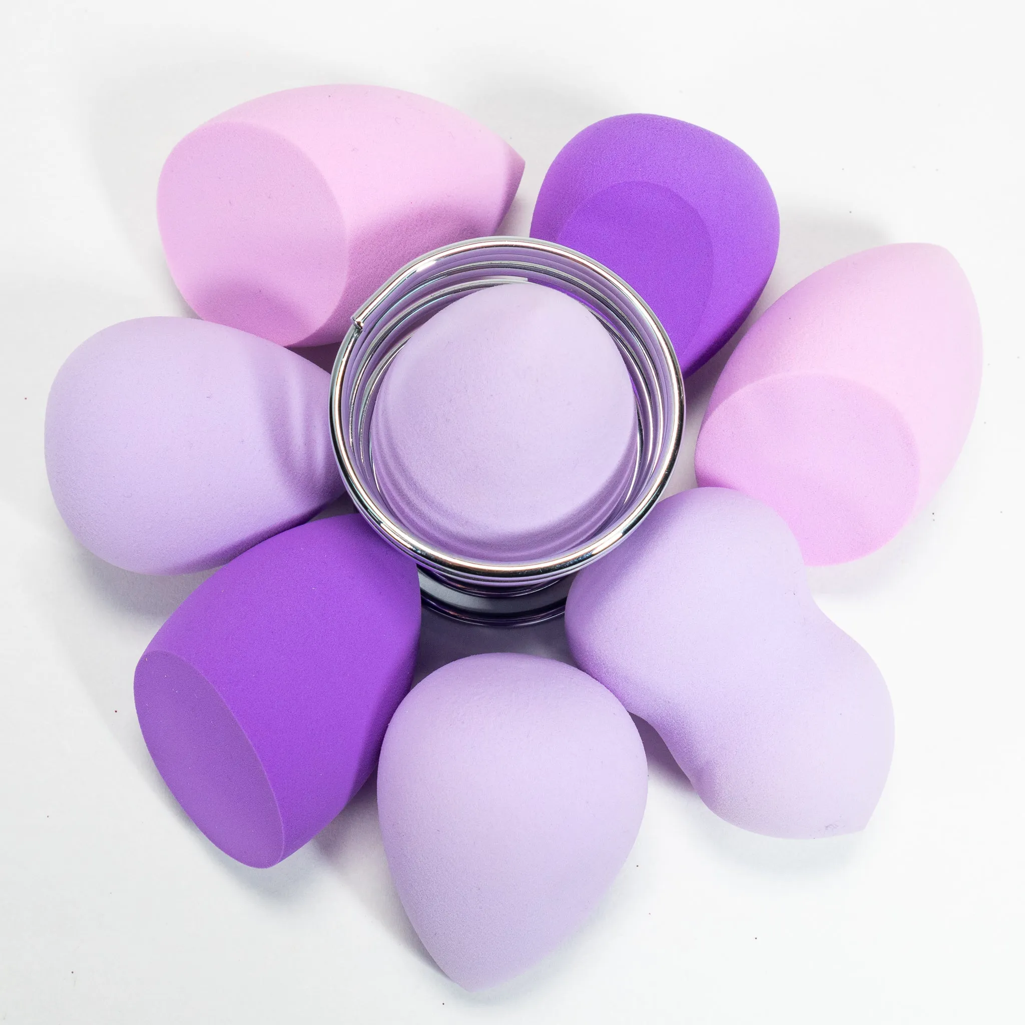 Purple 8 pc Beauty Makeup Sponges with Sponge Holder