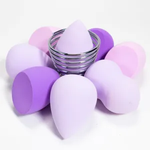 Purple 8 pc Beauty Makeup Sponges with Sponge Holder