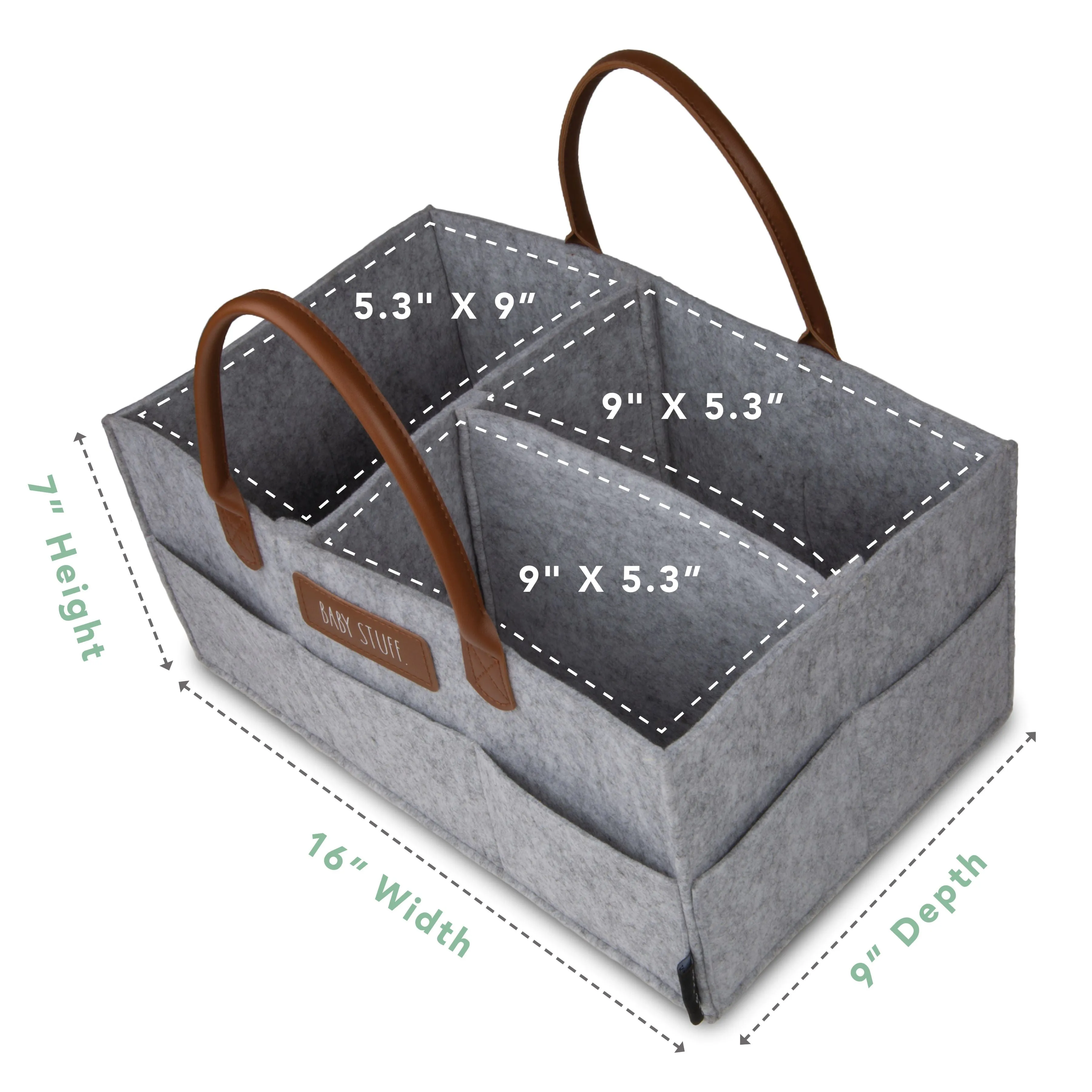 Rae Dunn Baby Caddy Organizer with Faux Leather Handles