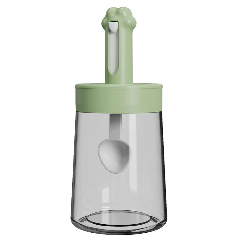 Retractable Spice Jar With Airtight Spoon Lid Seasoning Container Ab-20 Green
