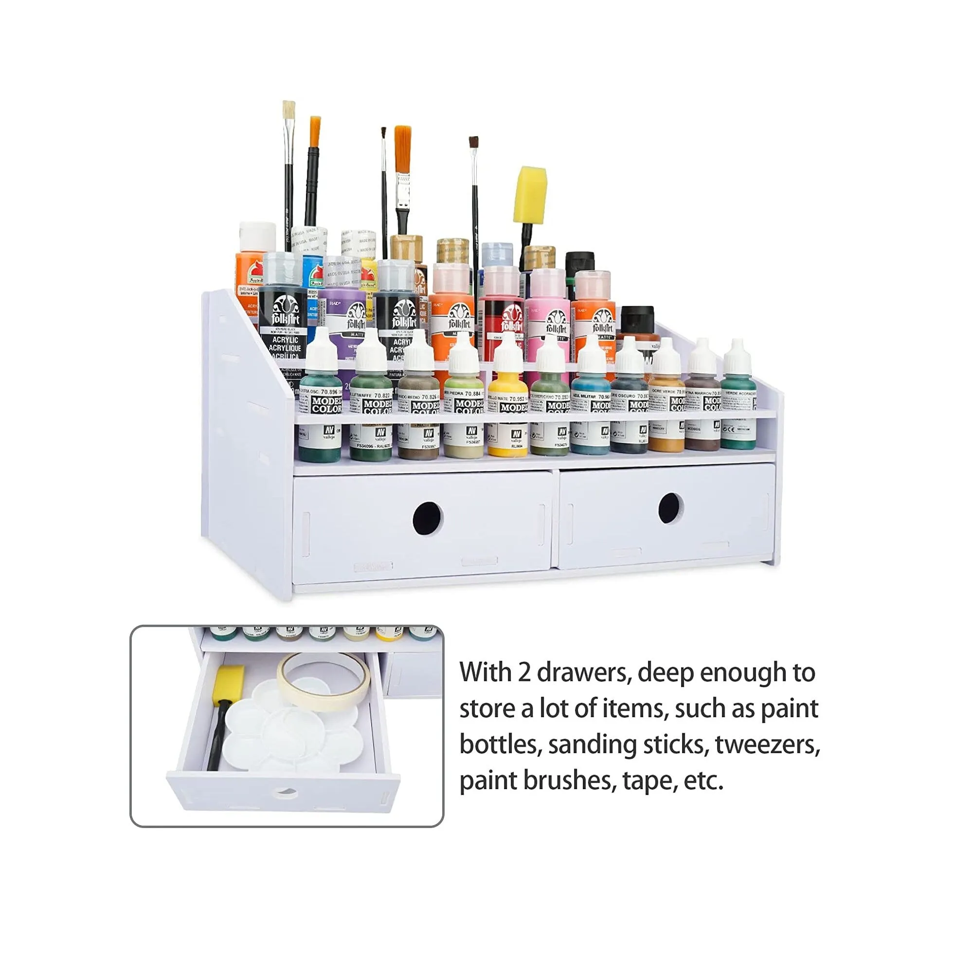 Sanfurney Paint Rack | Pigment Ink Bottle Holder | Paint Tool Storage with Organizer | Cabinet Holder for 59 Bottles of Paints