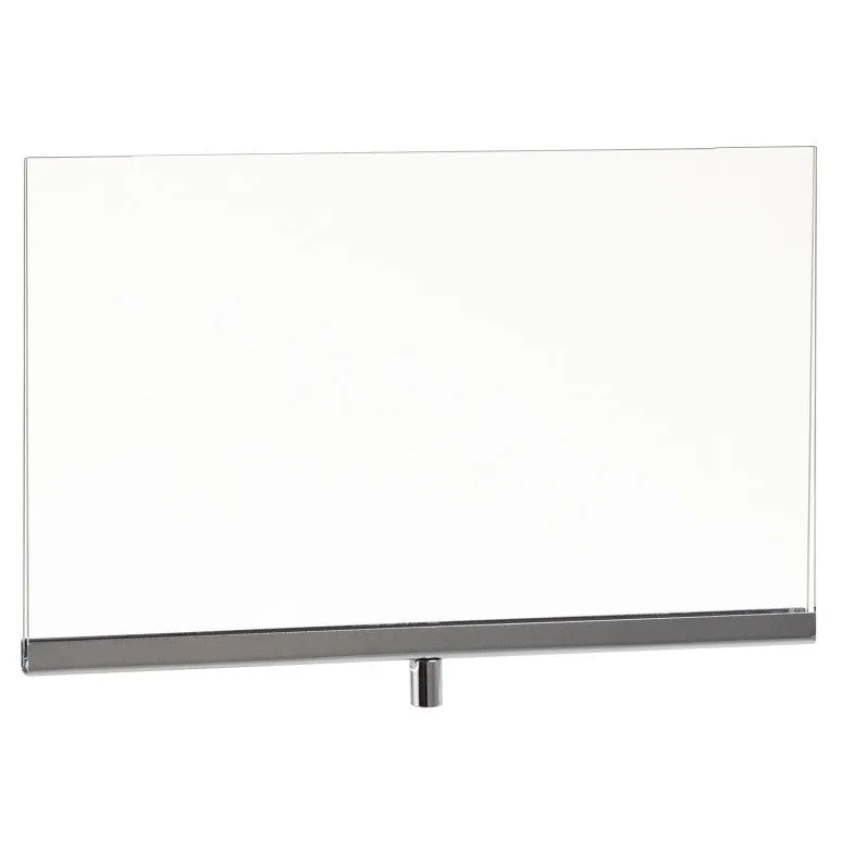 Signholder, 11"W X 8-1/2"H, Fits 3/8" Threaded Stem, Chrome Channel W/ Plexi Frame