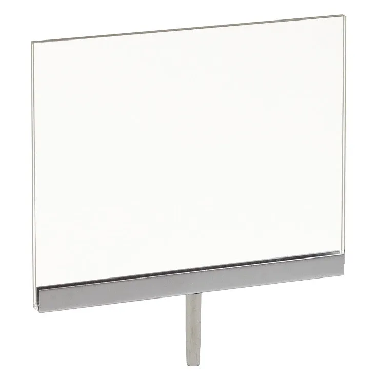 Signholder, 7"W X 5-1/2"H, with welded 1-1/2" Swedge Stem, Chrome Channel W/ Plexi Frame
