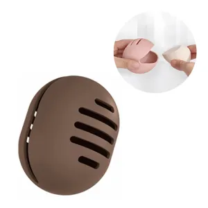 Silicone Make Up Sponge Holder Travel Beauty Blender Storage Box - Brown