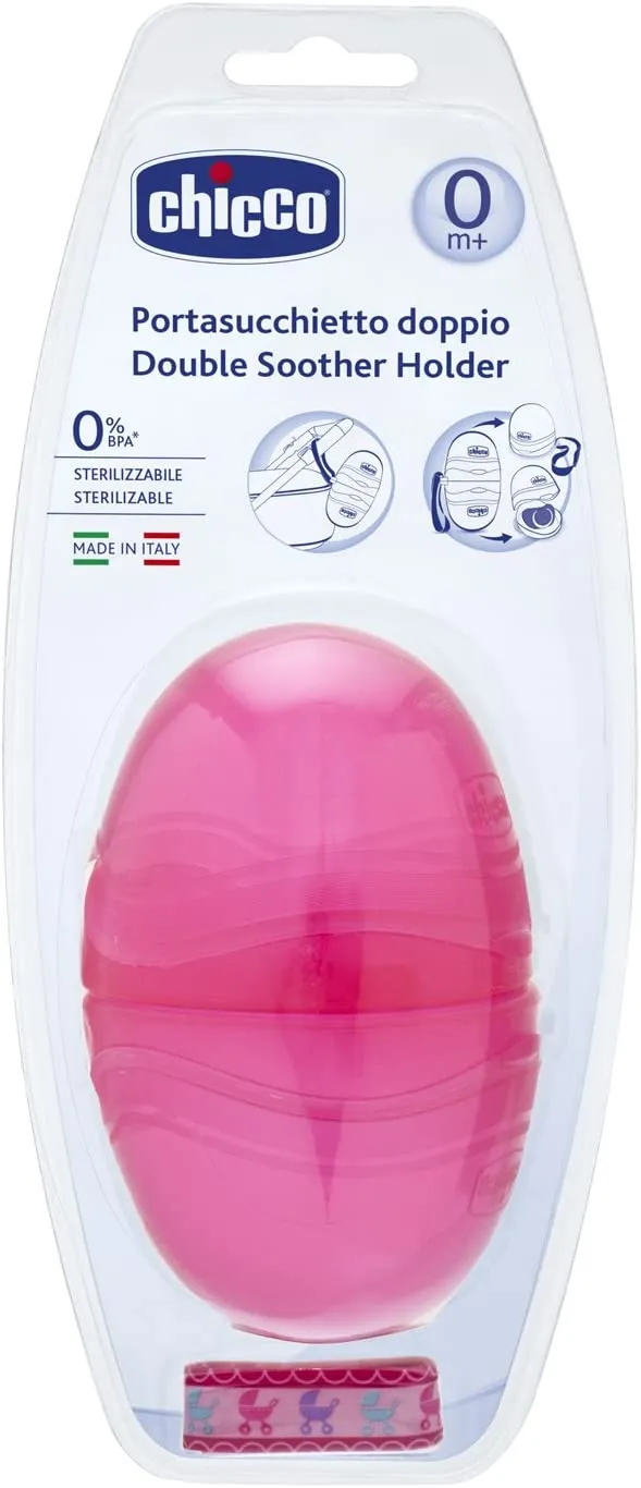 SOOTHER HOLDER  FOR 2 SOOTHERS  PINK