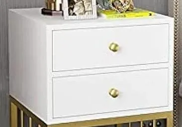 Square Side Table with Double Drawer and Bottom Space in White Colour