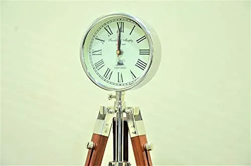The King Decor Wooden Table Clock Wooden Table Clock Table & Floor Standing Roman Number Clock 18 Inch with Adjustable Tripod Stand