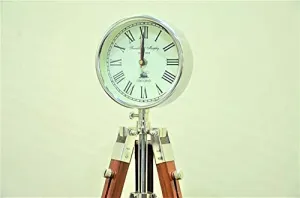 The King Decor Wooden Table Clock Wooden Table Clock Table & Floor Standing Roman Number Clock 18 Inch with Adjustable Tripod Stand