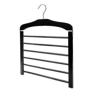Tiered Black Wooden Pant Hanger - Extra Thick Timber & Wood Bar - Sold 1/5/10