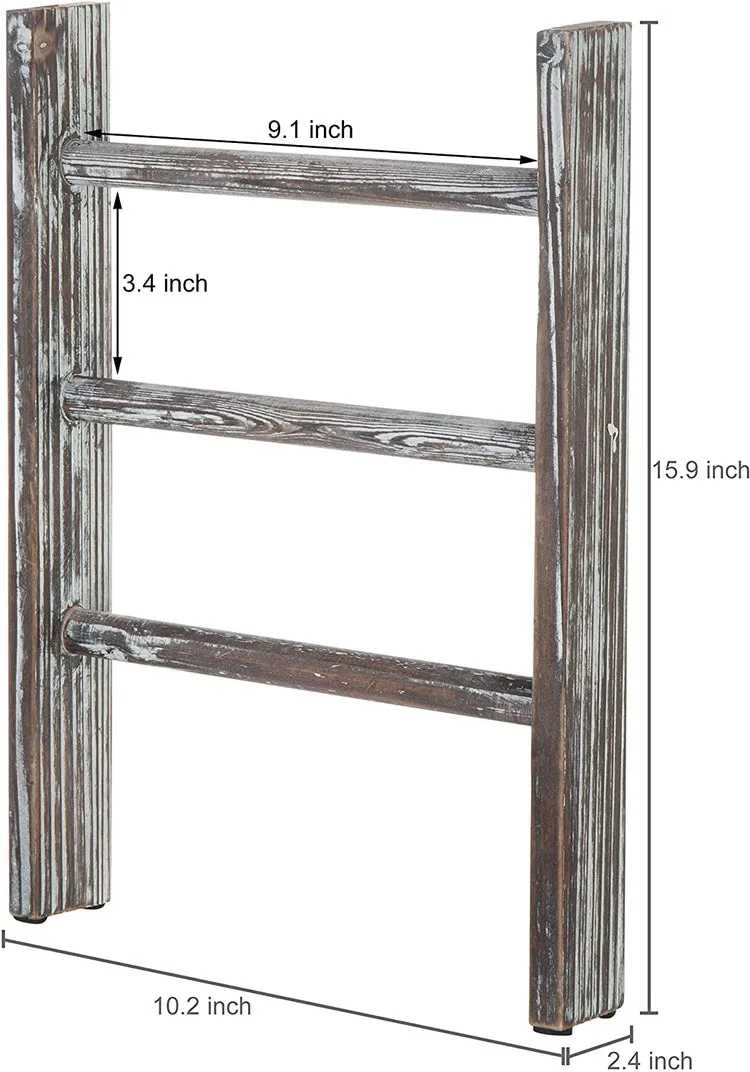 Torched Wood Countertop 16-Inch Ladder Kitchen / Hand Towel Rack