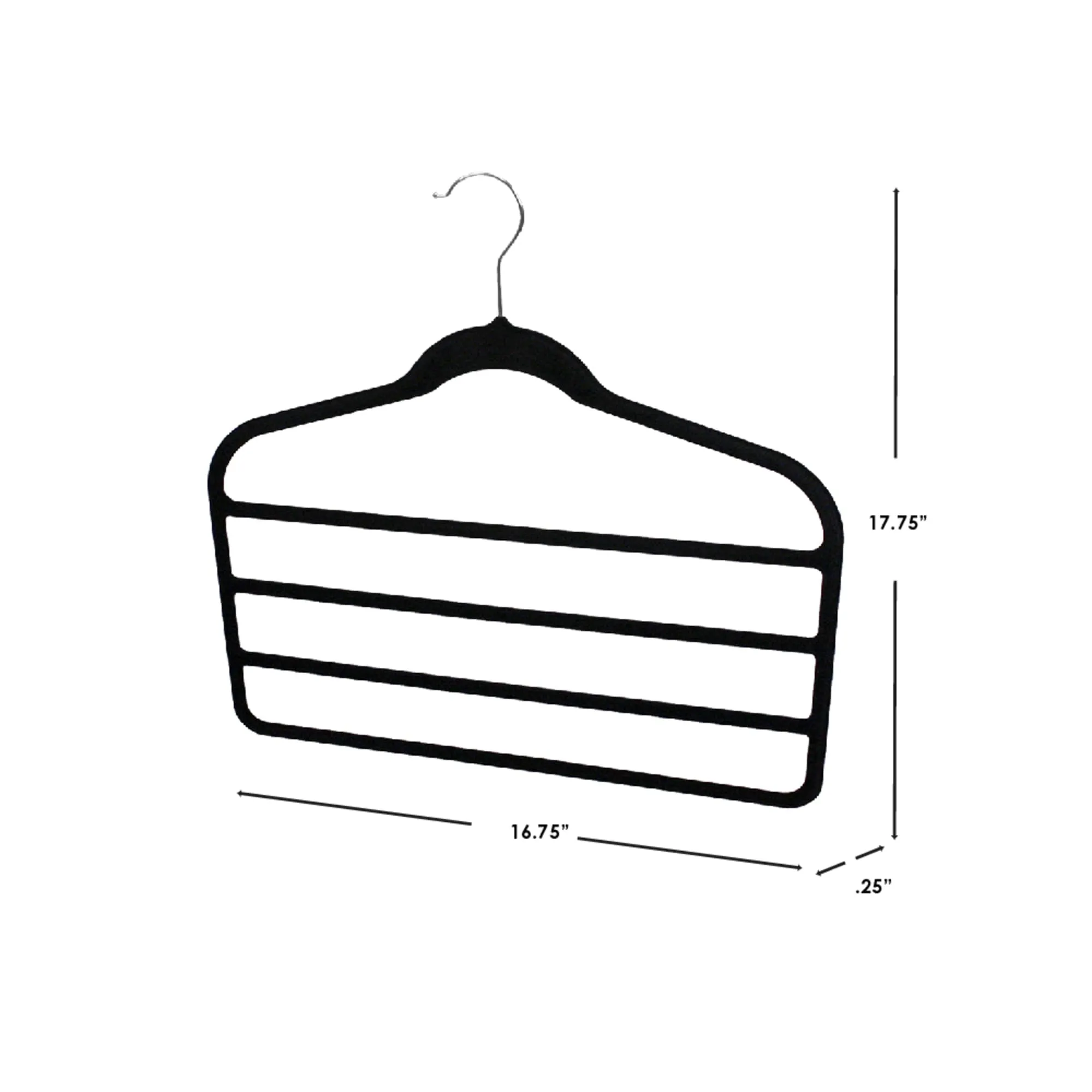 Velvet Trouser Hanger, (Pack of 3), Black