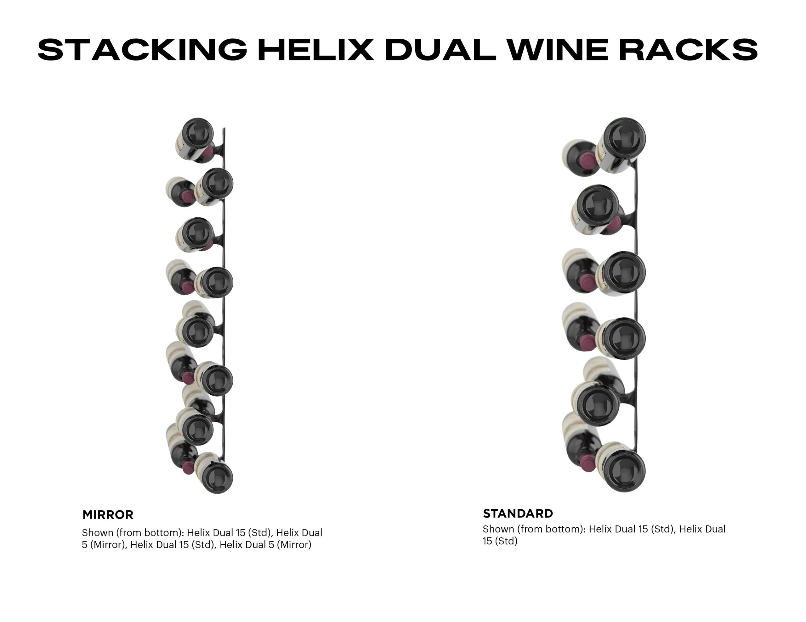 VintageView Helix Dual 15 (minimalist wall mounted metal wine rack)