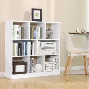White Bookcase 6 Open Slots and 2 Compartments with Back Panels That you Can Fill Books, Souvenir, and Décor