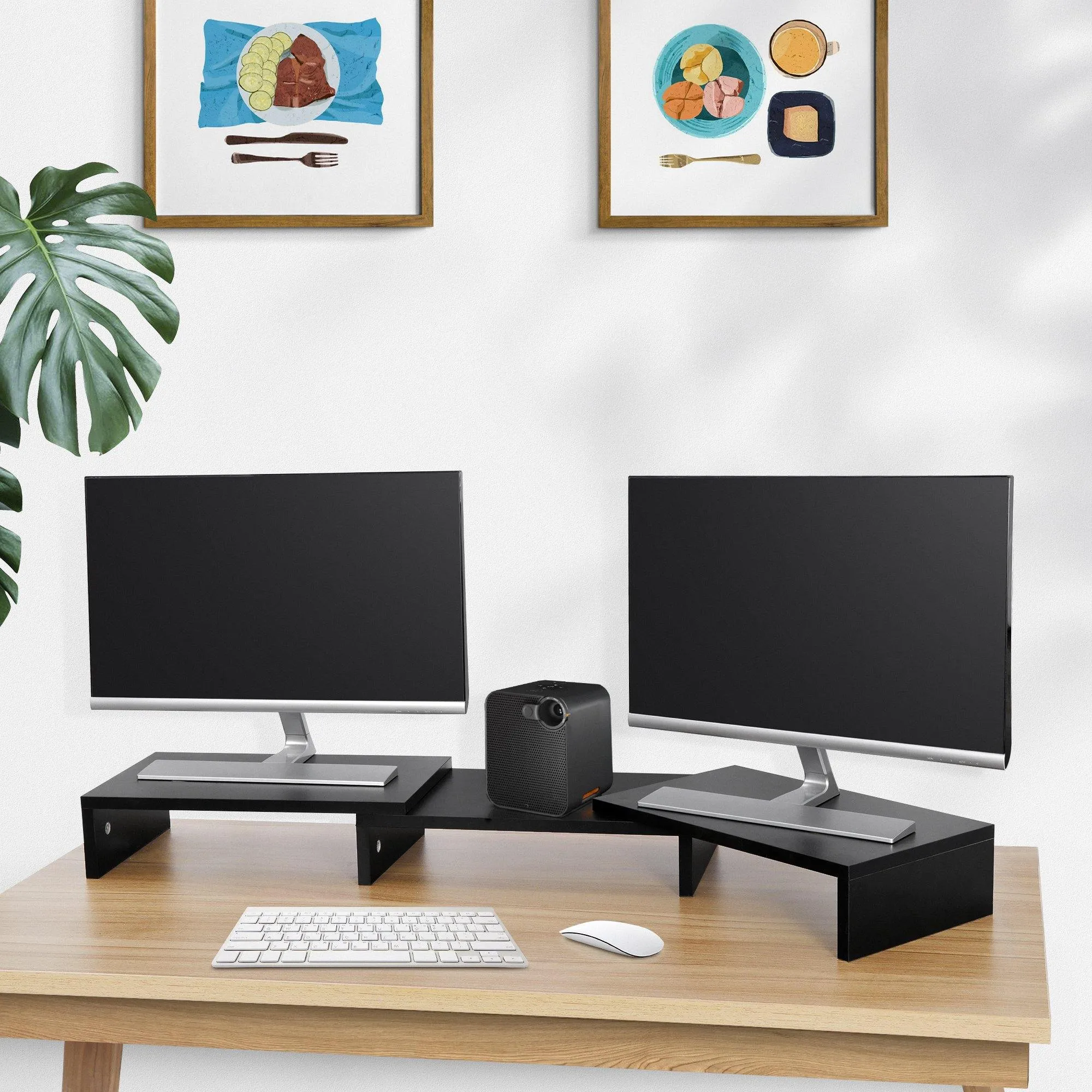 ZENY™ 3 Shelf Monitor Stand Riser with Adjustable Length for Laptop Computer/TV/PC, Black